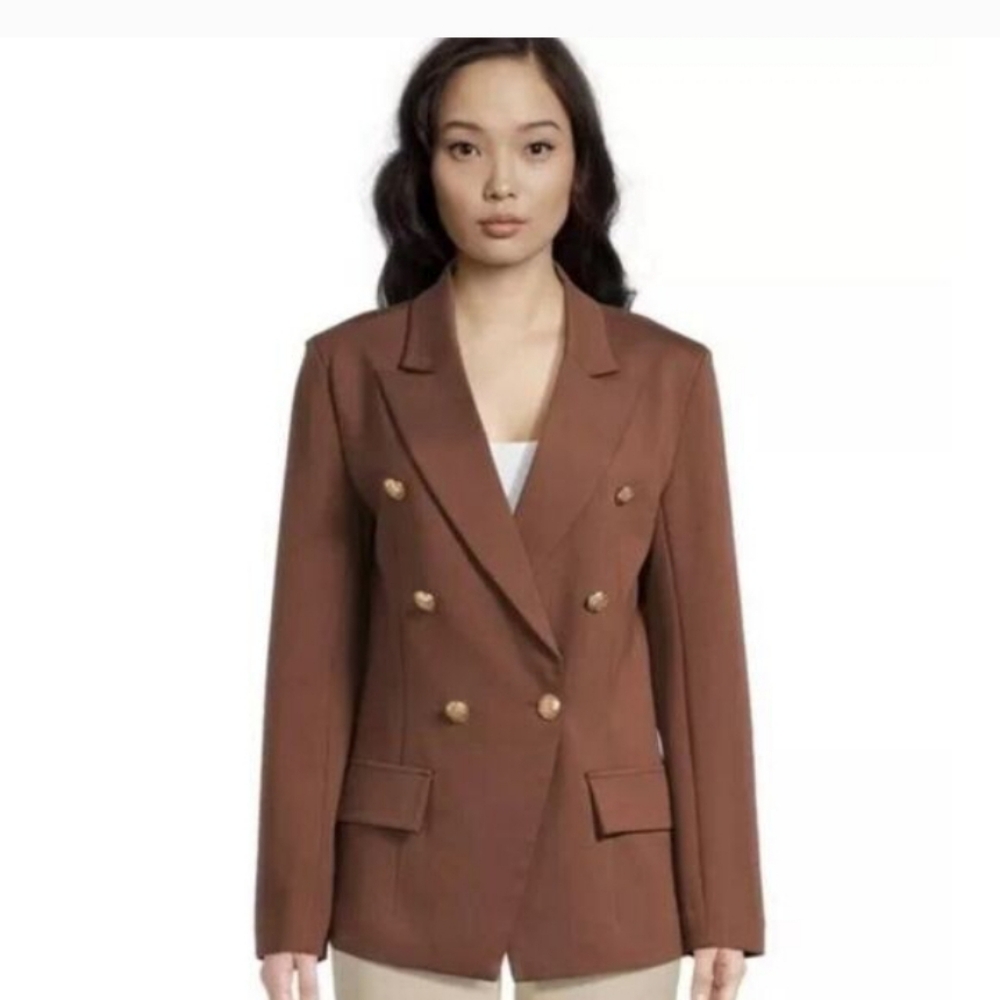 Attitude Unknown Double-Breasted Blazer in Nutshell.